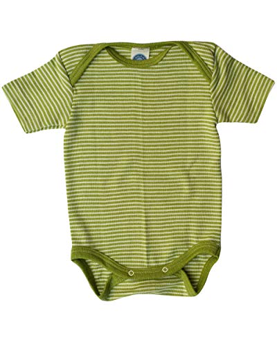 Cosilana, Baby Body Kurzarm, 70% Wolle, 30% Seide (Orange/Natur, 86-92) im Sale