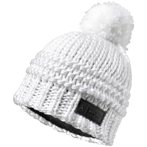 ATOMIC W ALPS POM BEANIE - Weiß - Mütze für Erwachsene - Wintermütze mit Fleece-Stirnband - Bequeme & atmungsaktive Mützen - Warme Bommelmütze aus hautsympathischem Material im Sale