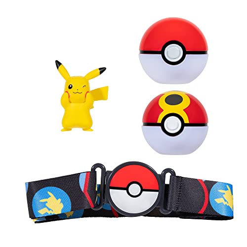 PoKéMoN PKW2720 Clip and Go Set Pikachu 1 x 5cm Figure, 1 Belt &amp; 2 x Ball - Officially Licensed Pokemon Toy, Multi-Colour, M, Medium on Sale