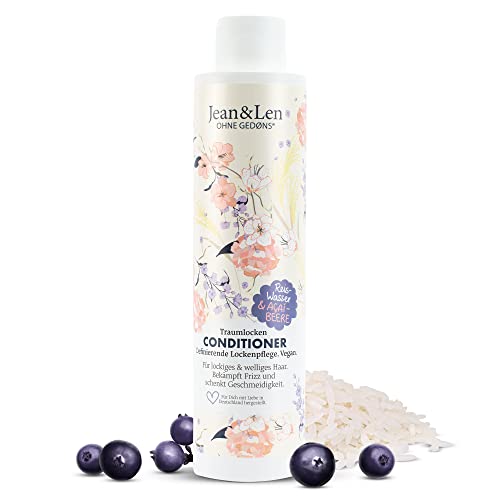 Jean &amp; Len Dream Curls Conditioner Rice Water &amp; Açai Berry, for curly &amp; wavy hair, combats frizz and adds softness, hair conditioner, without parabens &amp; silicones, vegan, 300 ml