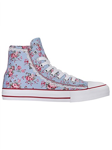 Krüger Damen Trachten Sneaker, hoch, Modell: Tender Feelings, über Knöchel, blau, rot, Art.-Nr. 4154-809, 35 im Sale