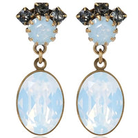 Thumbnail for Vintage Earrings Gold Crystal Oval Cut Crown Ladies Earrings NOBEL JEWELRY on Sale
