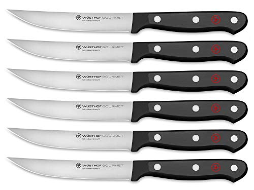 WÜSTHOF Gourmet Steakmessersatz mit 6 Messern, je 12 cm Klingen, Schwarz im Sale
