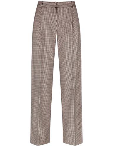 Gerry Weber Damen Weite Hose mit Hahnentritt kariert reguläre Länge Schwarz Caramell Gemustert 42 im Sale