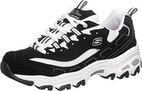 Thumbnail for Skechers Women's D'lites Biggest Fan Sneaker, Black Trubuck White Mesh Silver Trim, 39 EU on sale