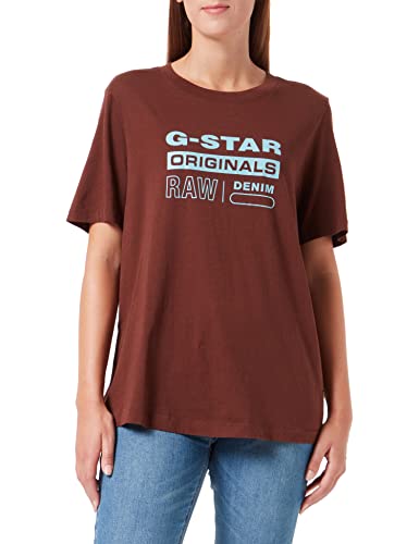 G-Star RAW Damen Originals Label Regular T-Shirt, Brown (Chocolate lab 4107-D312), im Sale