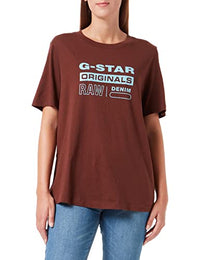 Thumbnail for G-Star RAW Damen Originals Label Regular T-Shirt, Brown (Chocolate lab 4107-D312), im Sale
