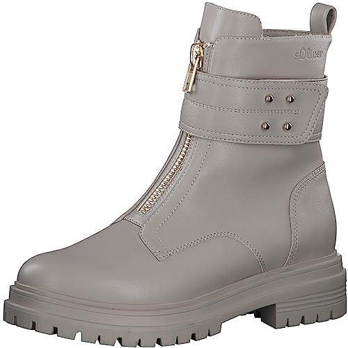s.Oliver Damen Stiefeletten ohne Absatz aus Kunstleder mit Reißverschluss Schwarz (Black), 36 im Sale