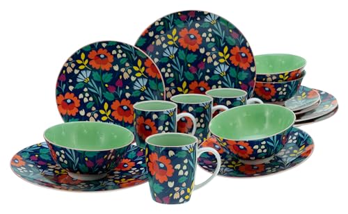 CreaTable, 17406, Serie Folklore, 16-teiliges Geschirrset, Kombiservice aus Steinzeug, spülmaschinen- und mikrowellengeeignet, Qualitätsproduktion im Sale