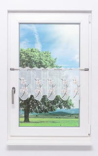 Thumbnail for Plauener Spitze Scheibengardine Blütenzweig (Bx H) 80cm * 29cm Weiß/gelbweiß im Sale