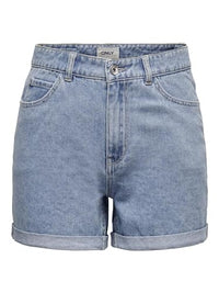 Thumbnail for ONLY women's shorts high waist 5-pocket design button placket zip short Bermudas, colors: light blue, on sale