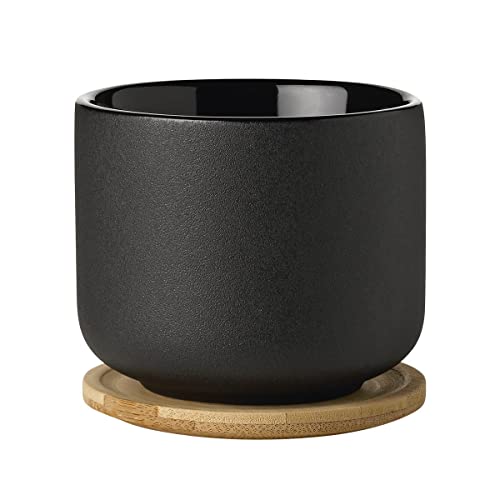 Stelton Teapot Theo - Rustic stoneware pot, bamboo lid &amp; handle - Modern Scandinavian design, cast iron finish - Stylish tea accessory - 22 x 16 cm, 1.25 liters, black &amp; brown on sale