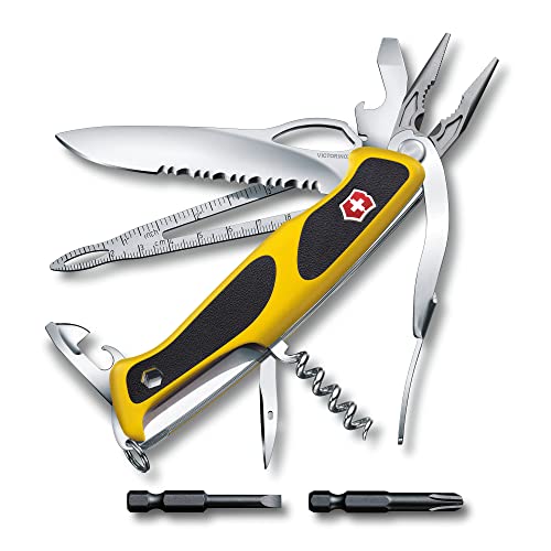Victorinox Schweizer Taschenmesser Ranger Boatsman MW, 22 Funktionen, Swiss Made, Multitool Inkl. Einhand-Feststellklinge, Gelb/Schwarz im Sale