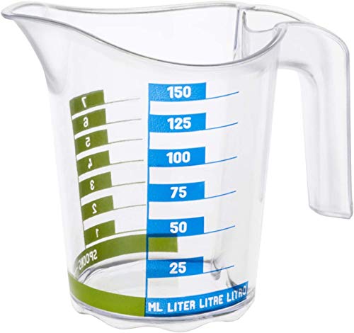 Rotho Domino small measuring jug 0.15l with scale, plastic (PP) BPA-free, transparent, 0.15l (10.2 x 6.9 x 8.9 cm) on sale