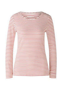 Thumbnail for Oui Damen Langarmshirt SUMIKO elastische Cotton-Modalmischung tailliert geschnitten Gestreift Freizeit Rundhals Blende Baumwollmischung im Sale