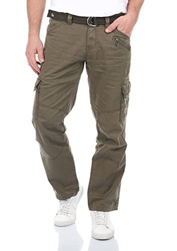 Timezone Cargohose Herren mit Gürtel BenitoTZ Loose Fit Cargo Hose Taschen Baumwolle, Farbe:Perl Grey (8435), im Sale