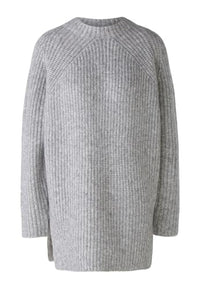 Thumbnail for Oui Damen Pullover extra lang Oversized geschnitten Uni Freizeit Rundhals Stehkragen Mischgewebe im Sale