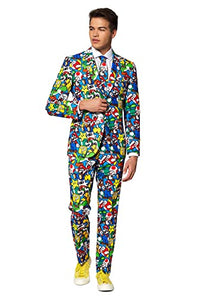 Thumbnail for OppoSuits Lustige Verrückt Abschlussball Anzüge für Herren - Komplettes Set: Jackett, Hose und Krawatte,Mehrfarbig,54 im Sale