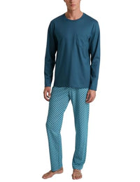 Thumbnail for CALIDA Relax Imprint Pyjama, lang Herren, aus 100% Baumwolle, Hose mit stoffbezogenem Gummibund im Sale