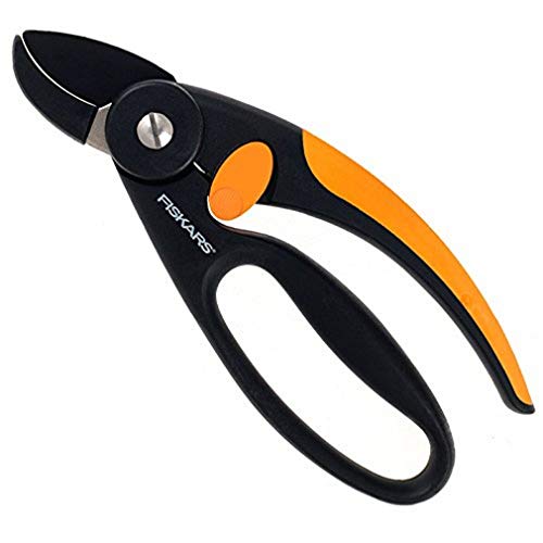 Fiskars Bypass Pruning Shears for Fresh Branches and Twigs, Non-Stick Coating, High-Quality Steel Blades, Length: 20 cm, Black/Orange, Elegance, P44, 1001534 on Sale