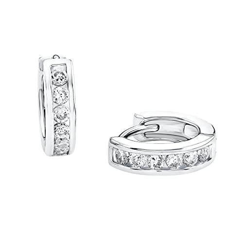 s.Oliver Creolen 925 Sterling Silber Mädchen Kinder Ohrschmuck, mit Zirkonia synth., 1,2 cm, Silber, Kommt in Schmuck Geschenk Box, 9060498 im Sale