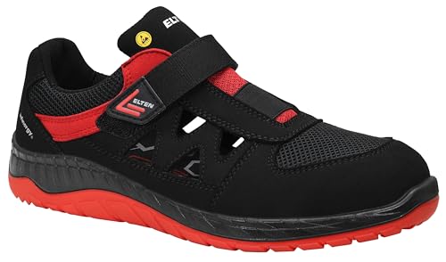 ELTEN Sicherheitsschuhe LONNY red Easy ESD S1P, Damen und Herren, Textil, Stahlkappe, leicht, sportlich, Schwarz/Rot, im Sale