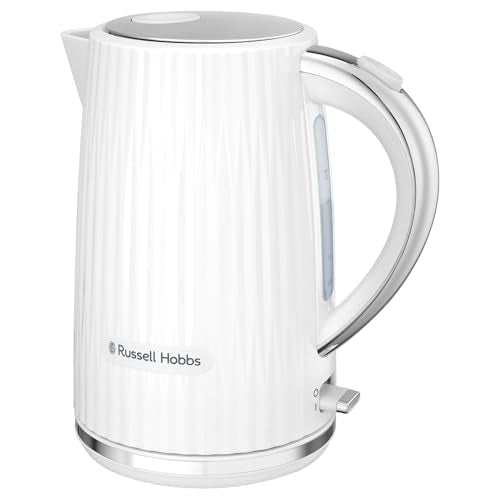 Russell Hobbs Wasserkocher [1,7L 2400W] Eden Weiß, Edelstahlakzente (herausnehmbarer Kalkfilter, Deckelöffnung per Knopfdruck, Wasserstandsanzeige, leuchtender Schalter, BPA frei) Teekocher 27360-70 im Sale