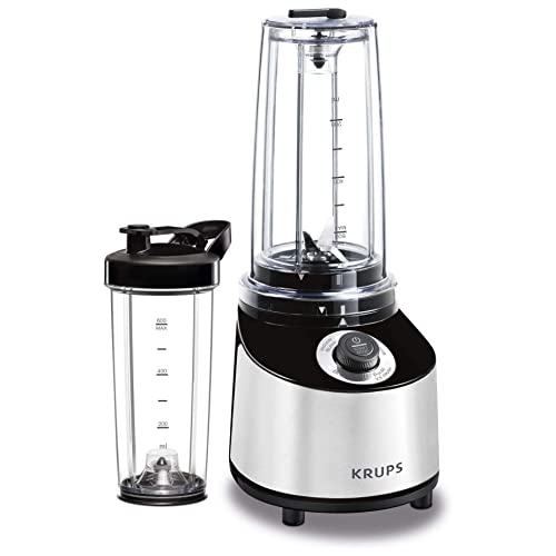 Krups KB181D Freshboost Vakuum Standmixer To Go | 3x mehr Antioxidantien | NutriKeep Techonologie | 4 Programme | 2 Trinkflaschen | 800W | Edelstahl/ Schwarz im Sale