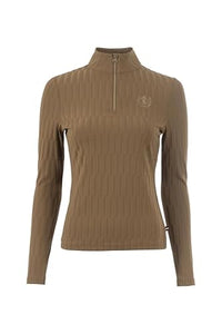 Thumbnail for Cavallo Libra Jacquard-Stehkragenshirt weiches Funktionsshirt Dark Caramel Premium HW 2024, im Sale