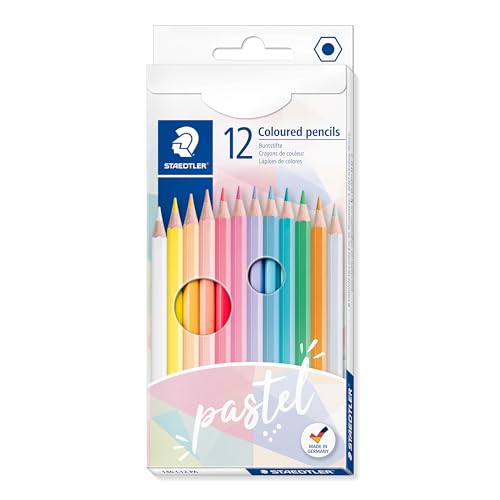STAEDTLER Buntstift 146, klassisches Sechskanformat, weiche Mine, hoch pigmentierte Farben, 12 Pastellfarben im Kartonetui, 146 C12 PA im Sale