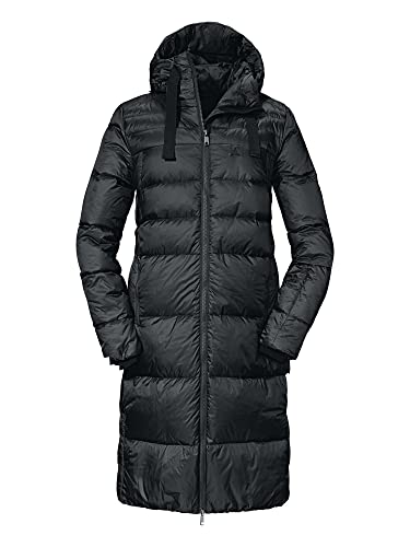 Schöffel Damen Down Coat Kenosha L, wind- und wasserabweisender Daunenmantel mit RDS-zertifizierten Federn, leichte Winter Wanderjacke mit Wärmekragen und Kapuze, black, 40 im Sale