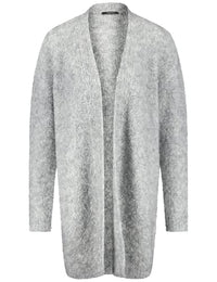 Thumbnail for Taifun Damen Langer Cardigan Langarm, überschnittene Schultern unifarben, Melange Bright Violet 42 im Sale