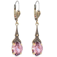 Thumbnail for Jugendstil Ohrringe Gold Markenkristalle Lila Violett Light Amethyst NOBEL SCHMUCK