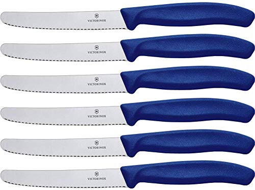 Victorinox 6-piece table knife set - tomato knife Swiss Classic with serrated edge, stainless steel - Swiss Made - blue on sale