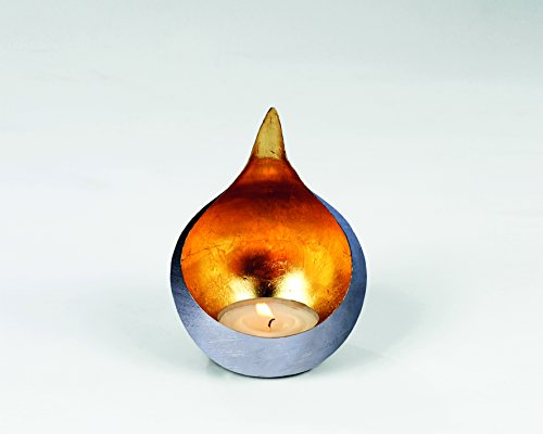 Caldera Windlicht Eisen klein gebürstet/gold H15cm