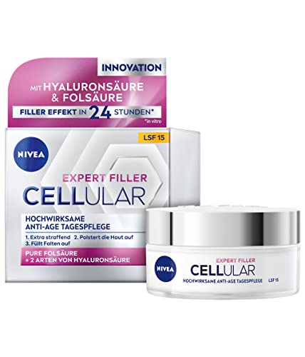 NIVEA Cellular Expert Filler Hochwirksame Anti-Age Tagespflege (50 ml), extra straffende Hyaluron Creme mit Auffüllungseffekt, aufpolsternde Anti Falten Creme mit LSF 15 im Sale