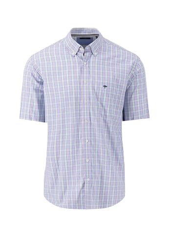 FYNCH-HATTON Checked Button-Down Shirt with Short Sleeves Dusty Lavender/ on Sale