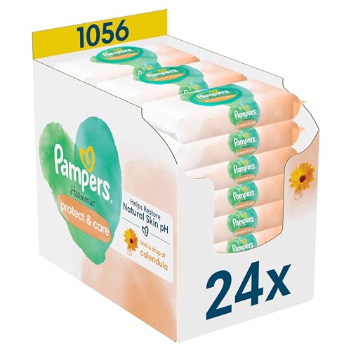 Pampers Harmonie New Baby Wipes, Calendula (24 x 44 pieces), restore the skin's natural pH, 1056 wipes