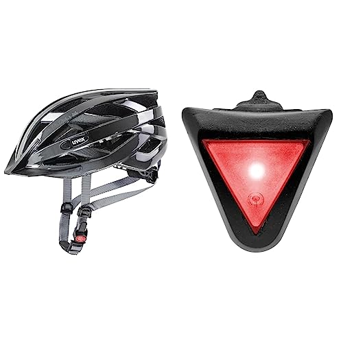 uvex air Wing - Leichter Allround-Helm - Grey-Black - 56-60 cm & Plug-in LED XB039 Licht - passend für uvex i-vo, uvex air Wing & Finale junior Modelle - Dauer- oder Blinklicht - Black-red - one Size im Sale