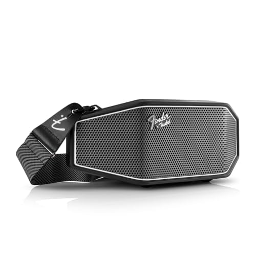 Teufel Fender x ROCKSTER Cross Portable Bluetooth Speaker, IPX5 Water-Resistant, Hands-Free Calling, 16-Hour Battery Life, Power Bank Function, Party Mode - Steel Black on Sale