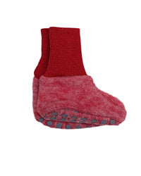 Thumbnail for Cosilana, Baby Fleece Schühchen, 60% Wolle kbT und 40% Baumwolle KBA (ab 15-16 mit Noppen) (17-18, Rot-Melange) im Sale