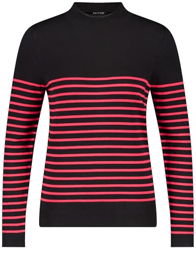 Taifun Damen Pullover mit Streifen-Dessin Langarm gestreift Schwarz Ringel 38 im Sale