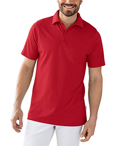 CLINIC DRESS Shirt Polo Unisex 1/2 Arm - gerade Form Polokragen 60% Baumwolle, für Krankenschwestern, Pfleger, Ärzte und Pflegepersonal rot im Sale