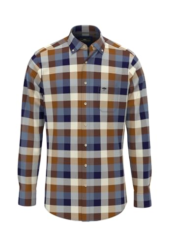 FYNCH-HATTON Checked Flannel Shirt with Kent Collar and Long Sleeves, Hanzel, on Sale