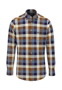Thumbnail for FYNCH-HATTON Checked Flannel Shirt with Kent Collar and Long Sleeves, Hanzel, on Sale