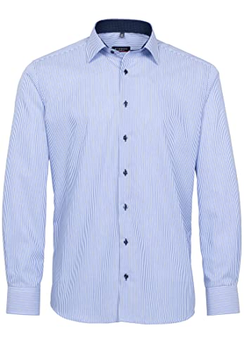 eterna Langarm Hemd Comfort FIT Twill gestreift, hellblau-weiß gestreift, 44 im Sale