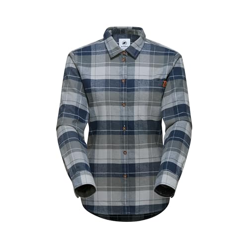 Trovat Longsleeve Shirt Women | Flanellhemd für Damen, Kariertes Hemd für Outdoor, Flanell Kleidung, Warm, 100% Baumwolle, Blau und Grau, Langarm | Steel-Marine, im Sale