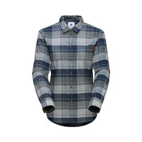 Thumbnail for Trovat Longsleeve Shirt Women | Flanellhemd für Damen, Kariertes Hemd für Outdoor, Flanell Kleidung, Warm, 100% Baumwolle, Blau und Grau, Langarm | Steel-Marine, im Sale