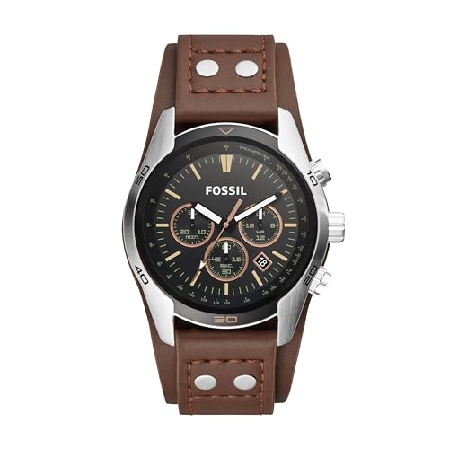 Fossil Coachman uhr für Herren, Chronographenwerk mit Edelstahl- oder Lederarmband, Blau, 45 im Sale