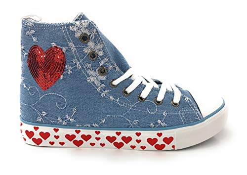 Krüger MADL women's traditional sneaker Herzschlag | Traditional shoe | Model: 4723-81 (37 EU, Blue)